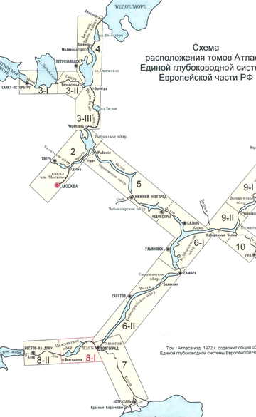 Схема расположения томов атласа единой глубоководной системы европейской части рф